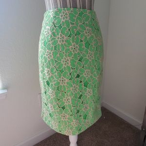 Lilly Pulitzer Green & Pink Pencil Skirt